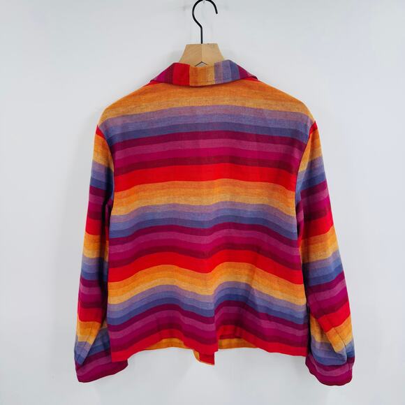 Y2K Coldwater Creek Linen Blend Striped Button Up Shirt Multicolor Size L - Picture 2 of 7